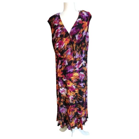 Glamour Multicolored V-Neck Midi Dress Size 18W - Picture 1 of 7